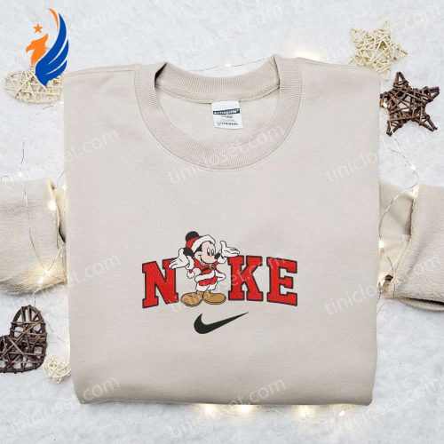 Mickey Santa Claus Disney x Nike Embroidered Sweatshirt – Festive Disney Characters Movie Shirt Perfect Christmas Gift Idea
