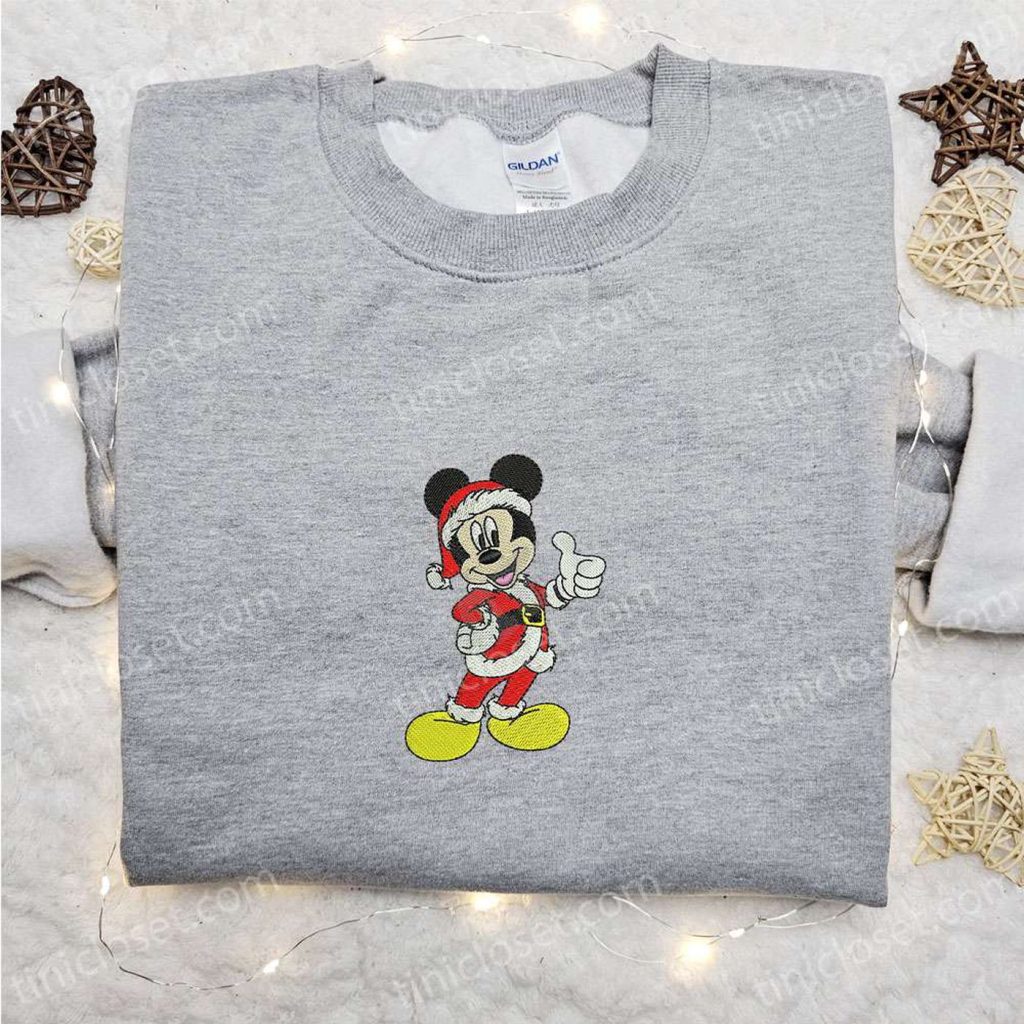 Mickey Santa Claus Embroidered Shirt & Disney Characters Hoodie – Perfect Christmas Gifts for Family Mickey Santa Claus Embroidered Shirt & Disney Characters Hoodie – Perfect Christmas Gifts for Family