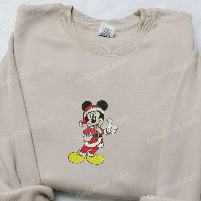 Mickey Santa Claus Embroidered Shirt & Disney Characters Hoodie – Perfect Christmas Gifts for Family