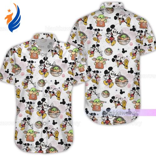 Shop Mickey Hawaiian Shirt Button & Baby Yoda Hawaii Shirt