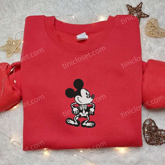 Mickey Skeleton & Disney Halloween Embroidered Shirt – Best Halloween Gifts for Family