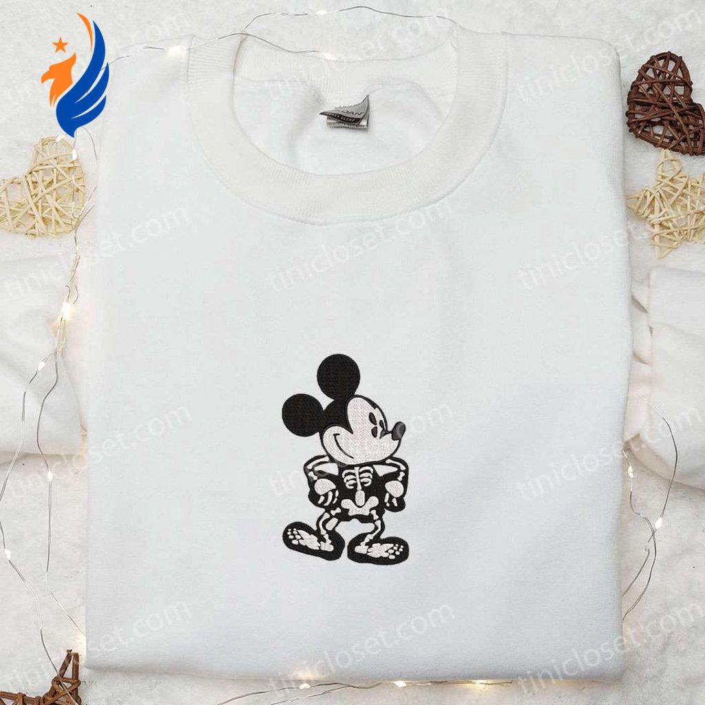 Mickey Skeleton & Disney Halloween Embroidered Shirt – Best Family Halloween Gift Mickey Skeleton & Disney Halloween Embroidered Shirt – Best Family Halloween Gift