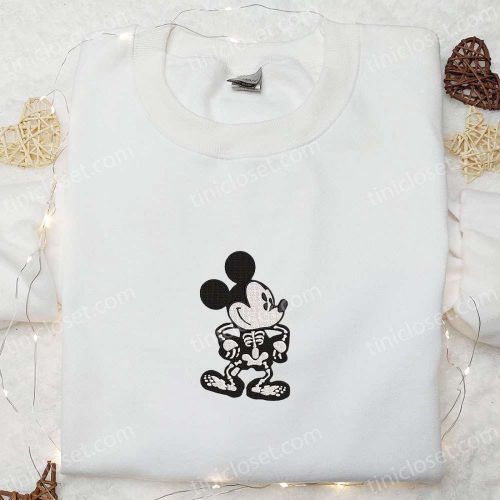 Mickey Skeleton & Disney Halloween Embroidered Shirt – Best Family Halloween Gift
