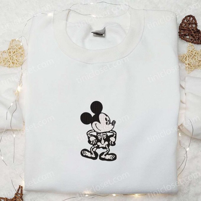 Mickey Skeleton & Disney Halloween Embroidered Shirt – Best Family Halloween Gift