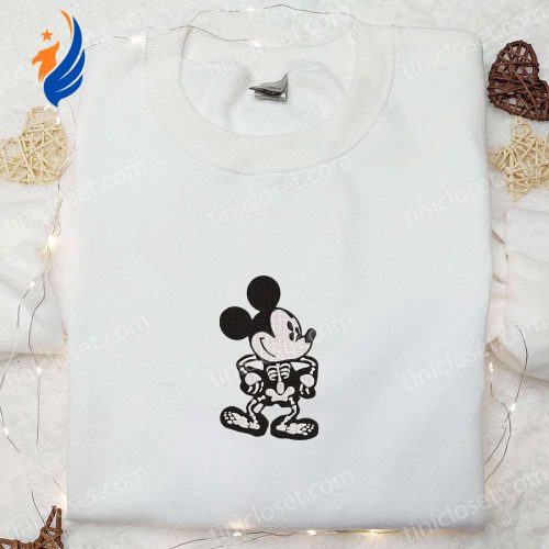 Mickey Skeleton & Disney Halloween Embroidered Shirt – Best Halloween Gifts for Family