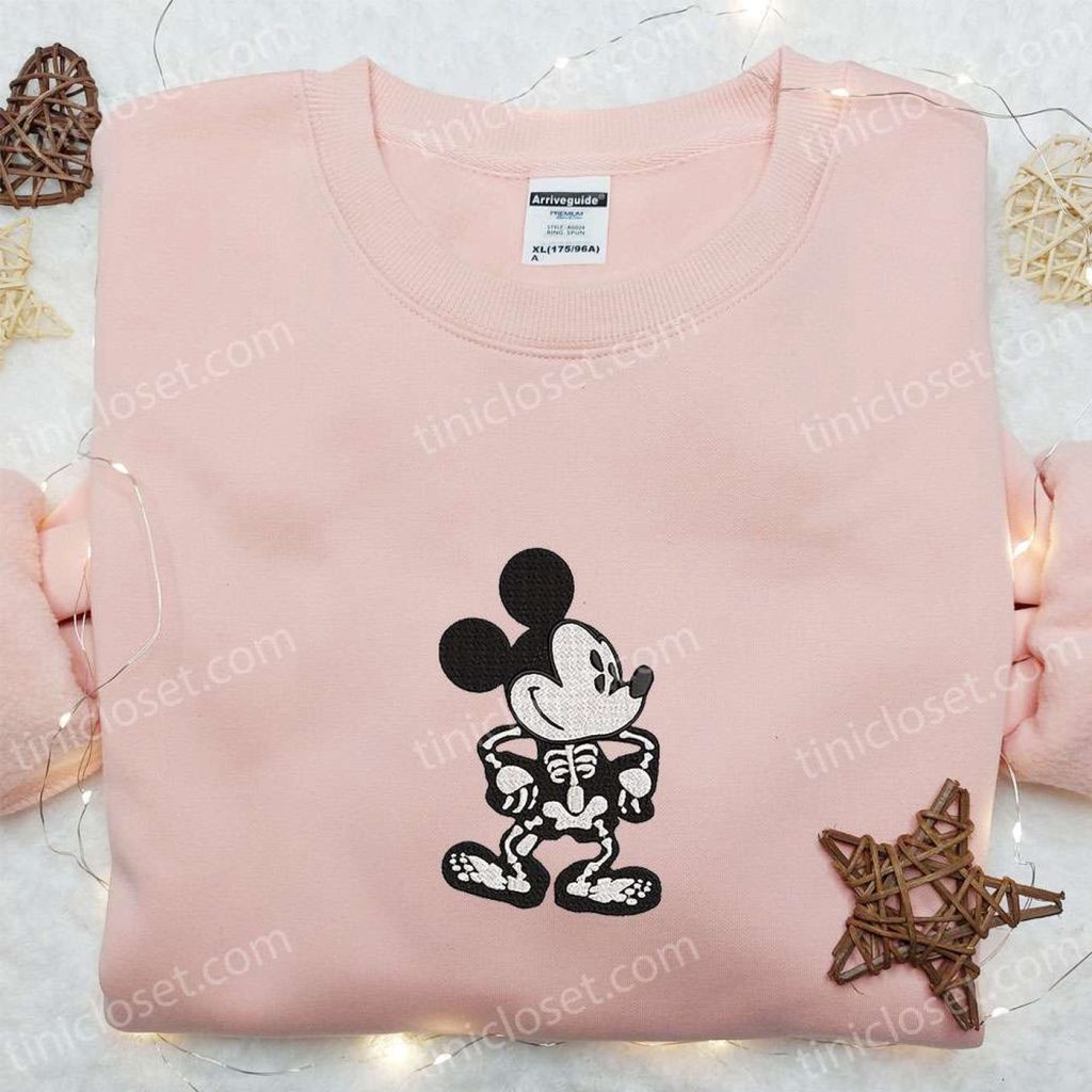 Mickey Skeleton & Disney Halloween Embroidered Shirt – Best Family Halloween Gift Mickey Skeleton & Disney Halloween Embroidered Shirt – Best Family Halloween Gift