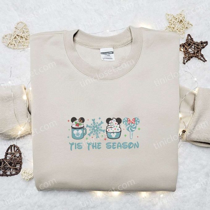Mickey Tis The Season Christmas Embroidered Sweatshirt & Shirt – Best Gift Ideas