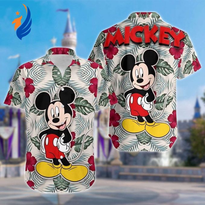 Mickey Tropical Flower Hawaiian Shirt – Funny Mouse Summer Vacation Gift for Family – Button Up Hawaii Gear