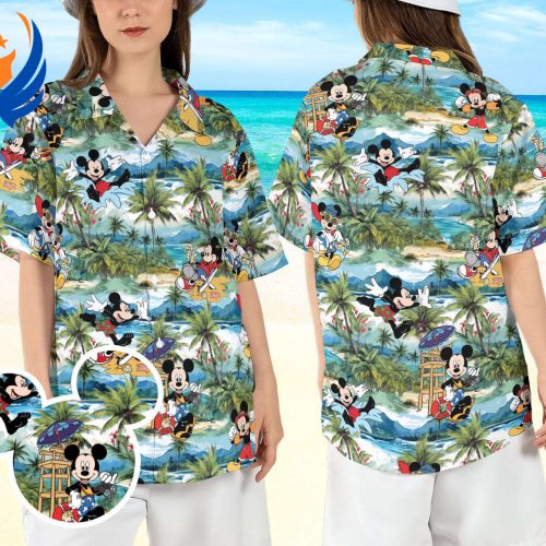 Mickey Tropical Palm Tree Hawaiian Shirt: Disneyland Summer Aloha Beachwear for a Fun Mickey Vacay!