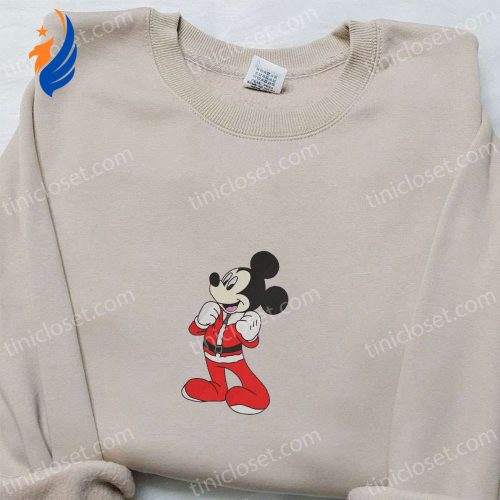 Disney Christmas Embroidered Apparel: Mickey Pajama Shirt Characters Hoodie Sweatshirt
