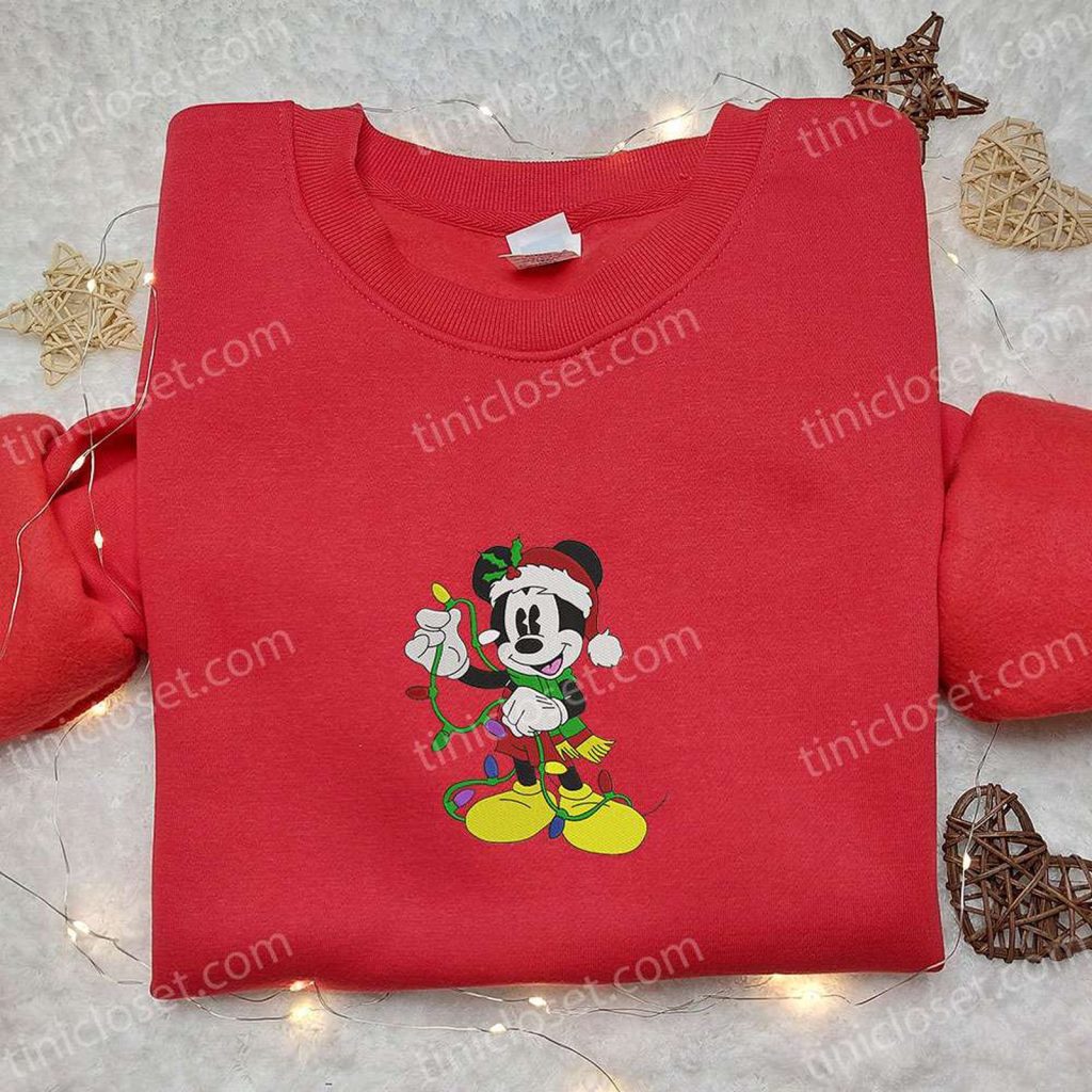 Mickey Christmas Lights Embroidered Shirt Disney Characters Hoodie Christmas Sweatshirt Mickey Christmas Lights Embroidered Shirt Disney Characters Hoodie Christmas Sweatshirt