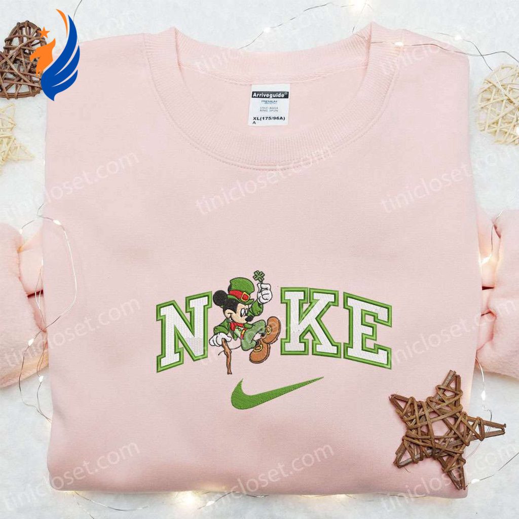 Mickey With Shamrock x Nike Embroidered Shirt Disney Characters Shirt & Saint Patrick’s Day Hoodie Mickey With Shamrock x Nike Embroidered Shirt Disney Characters Shirt & Saint Patrick’s Day Hoodie