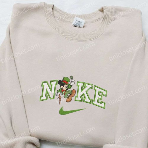 Mickey With Shamrock x Nike Embroidered Shirt Disney Characters Shirt & Saint Patrick’s Day Hoodie