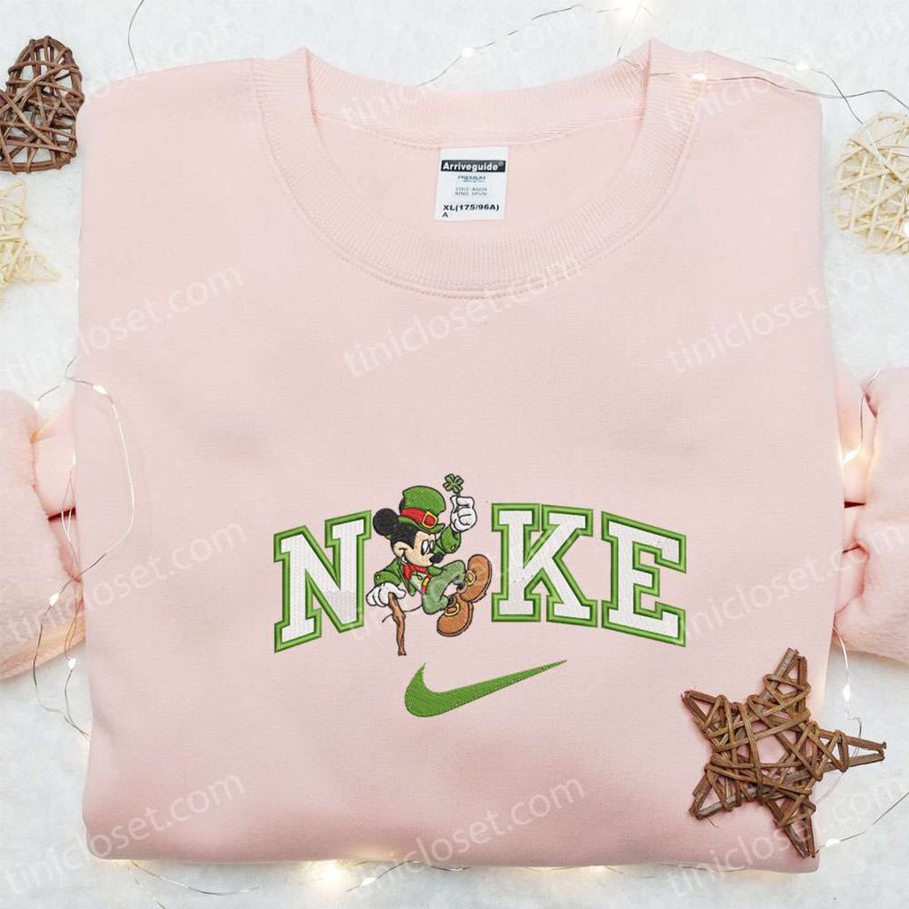 Mickey With Shamrock x Nike Embroidered Shirt Disney Characters Shirt & Saint Patrick’s Day Hoodie Mickey With Shamrock x Nike Embroidered Shirt Disney Characters Shirt & Saint Patrick’s Day Hoodie