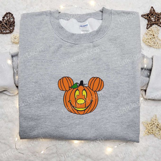 Mickey x Halloween Pumpkin Embroidered Shirt: Best Disney Halloween Gift for the Family
