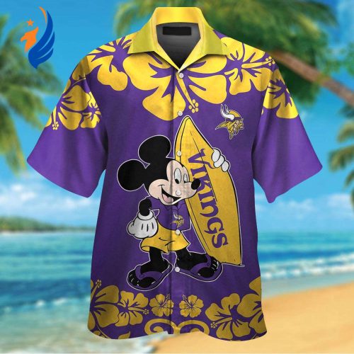 Show Your Team Spirit with the Minnesota Vikings & Mickey Mouse Hawaiian Shirt
