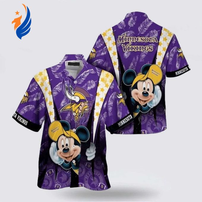 Show Your Vikings Spirit with the Minnesota Vikings NFL Mickey Mouse Hawaiian Shirt – Perfect for Fans!