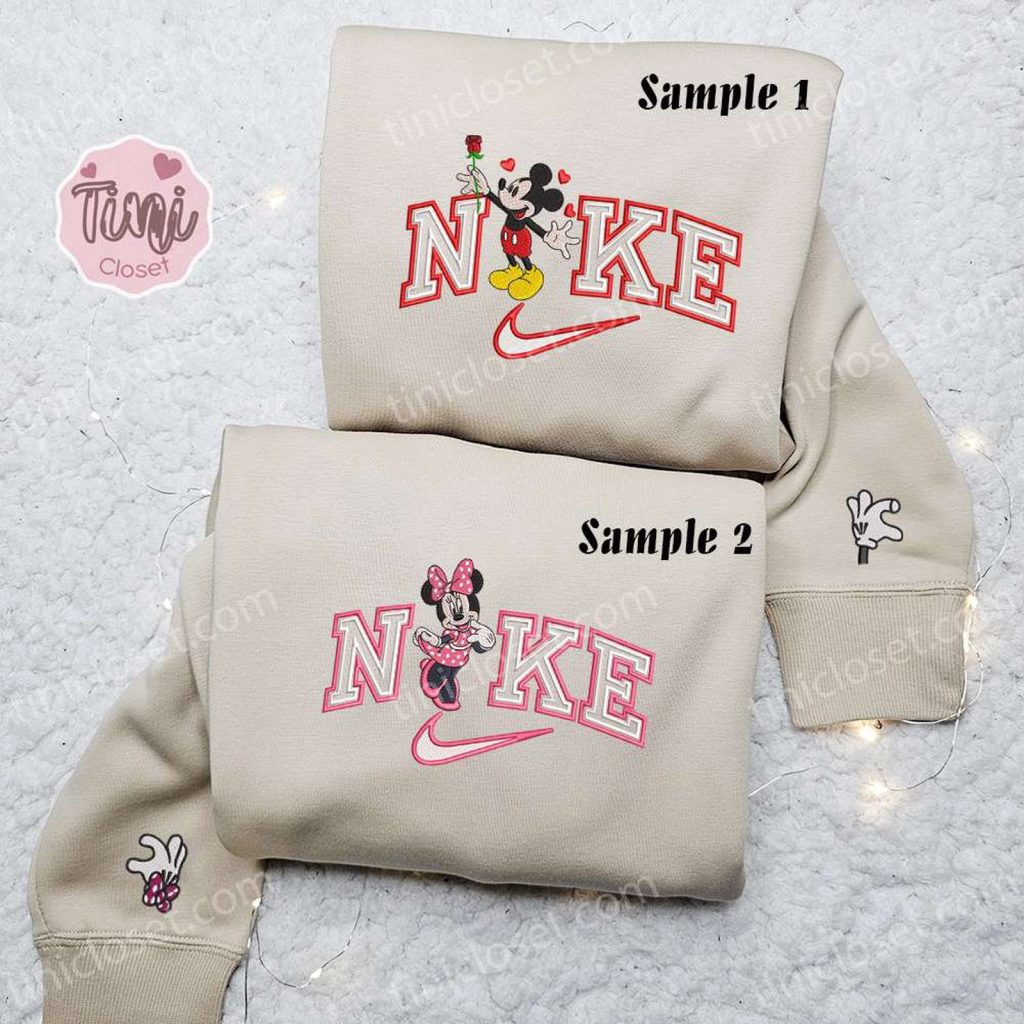 Disney Couple Embroidered Shirt Hoodie & Sweatshirt Minnie & Mickey Love x Nike Valentine s Day Disney Couple Embroidered Shirt Hoodie & Sweatshirt Minnie & Mickey Love x Nike Valentine s Day