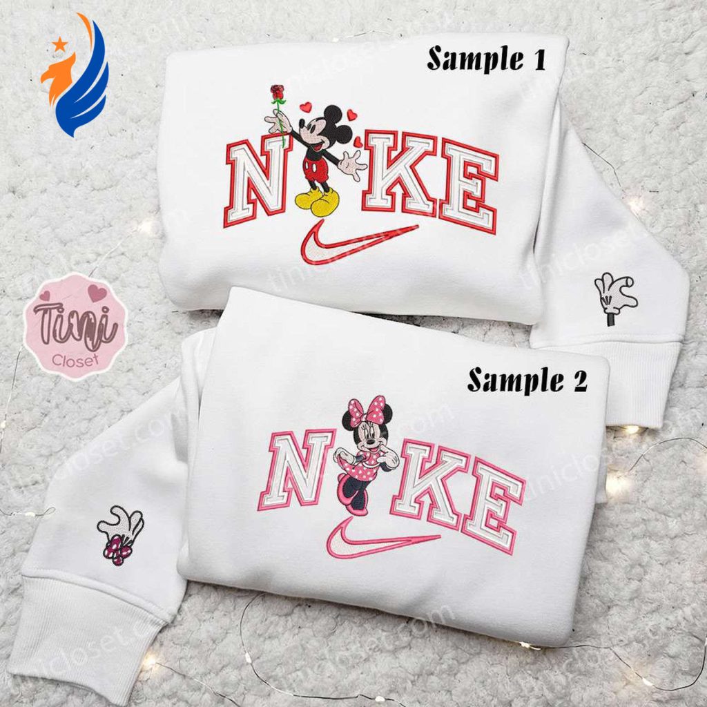 Disney Couple Embroidered Shirt Hoodie & Sweatshirt Minnie & Mickey Love x Nike Valentine s Day Disney Couple Embroidered Shirt Hoodie & Sweatshirt Minnie & Mickey Love x Nike Valentine s Day