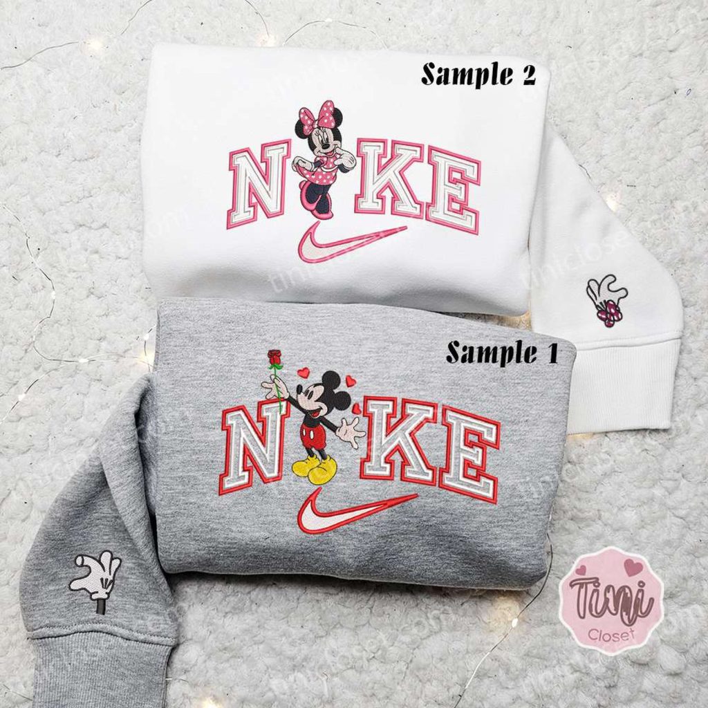 Disney Couple Embroidered Shirt Hoodie & Sweatshirt Minnie & Mickey Love x Nike Valentine s Day Disney Couple Embroidered Shirt Hoodie & Sweatshirt Minnie & Mickey Love x Nike Valentine s Day