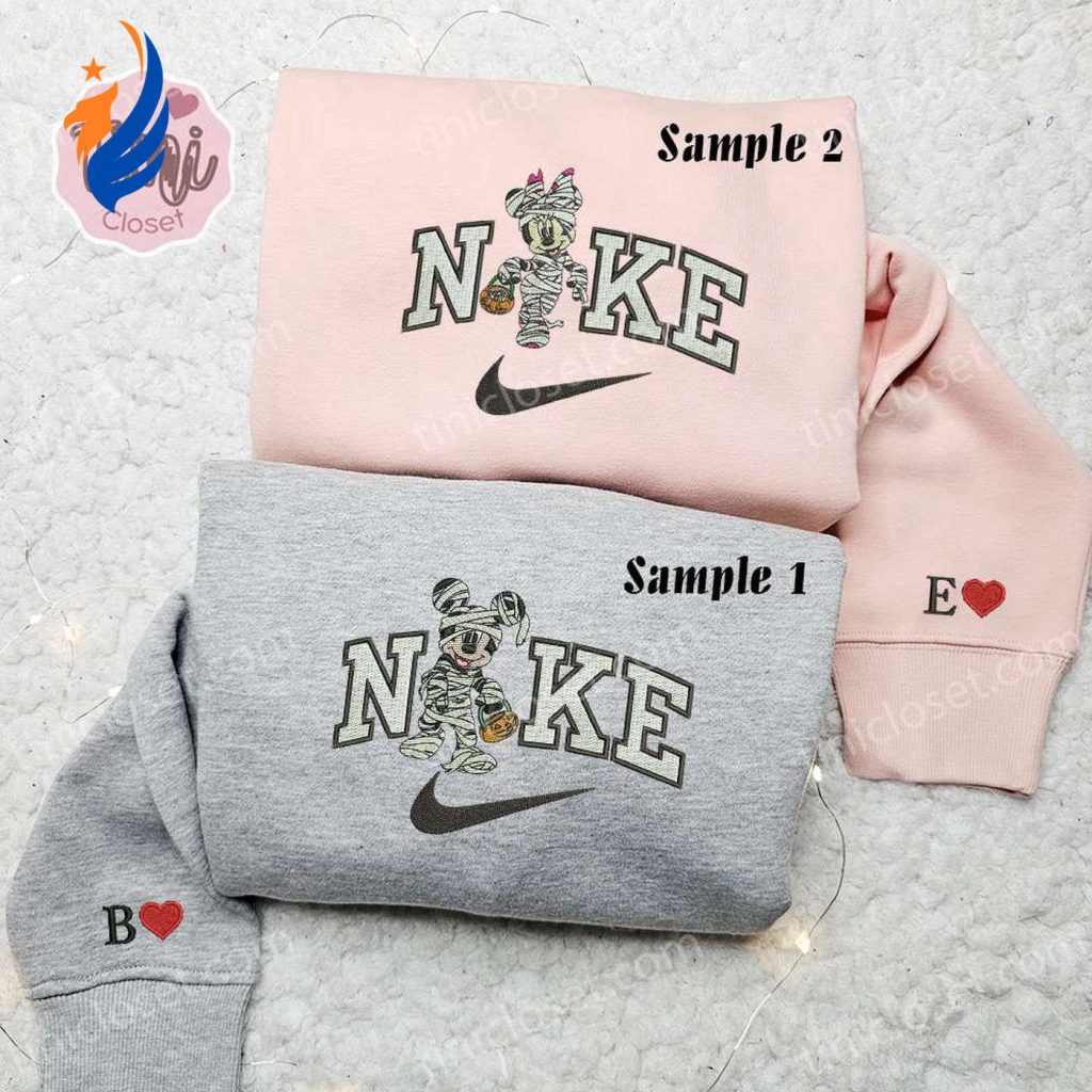 Minnie & Mickey Spooky Mummy x Nike Couple Shirt Disney Embroidered Hoodie & Sweatshirt Minnie & Mickey Spooky Mummy x Nike Couple Shirt Disney Embroidered Hoodie & Sweatshirt