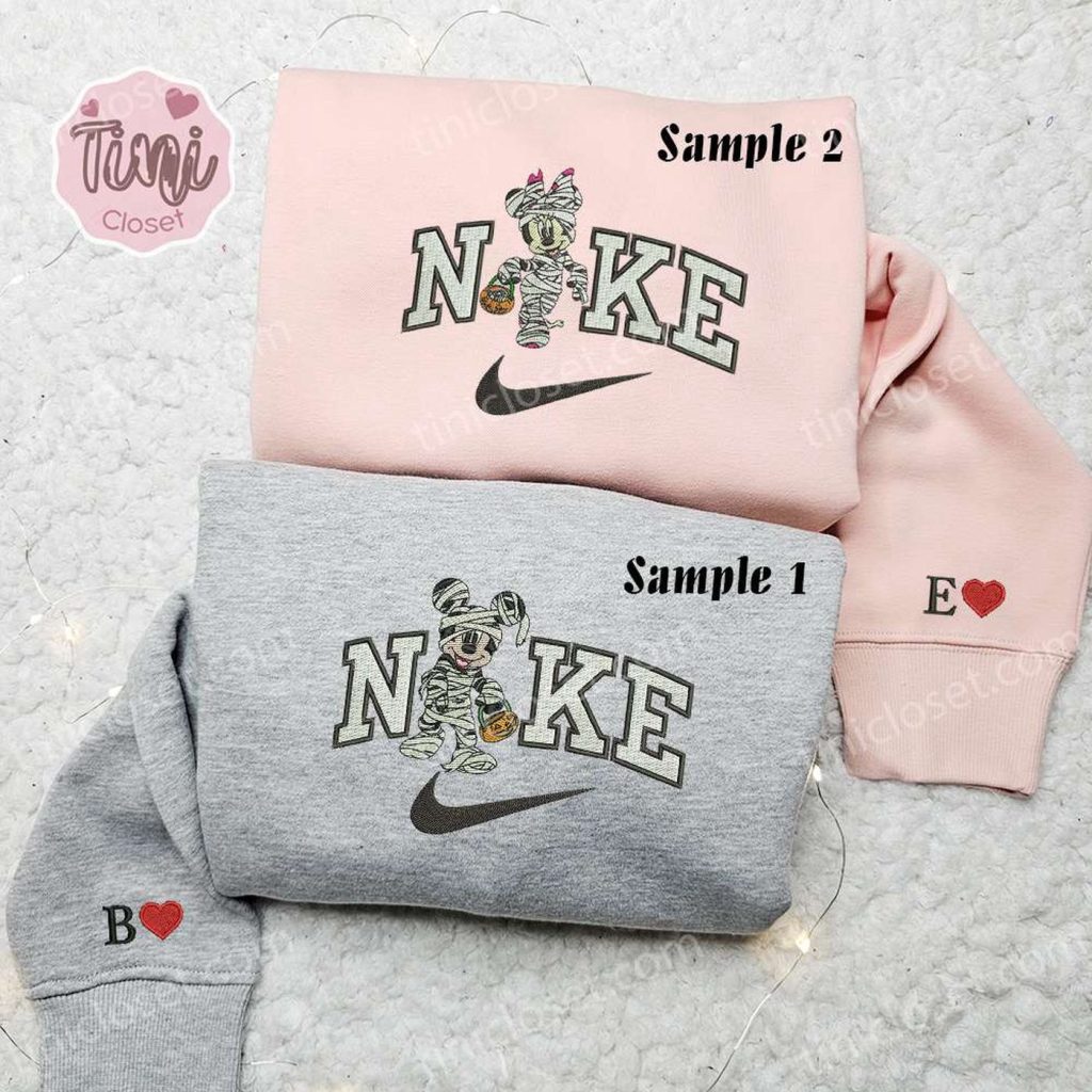 Minnie & Mickey Spooky Mummy x Nike Couple Shirt Disney Embroidered Hoodie & Sweatshirt Minnie & Mickey Spooky Mummy x Nike Couple Shirt Disney Embroidered Hoodie & Sweatshirt