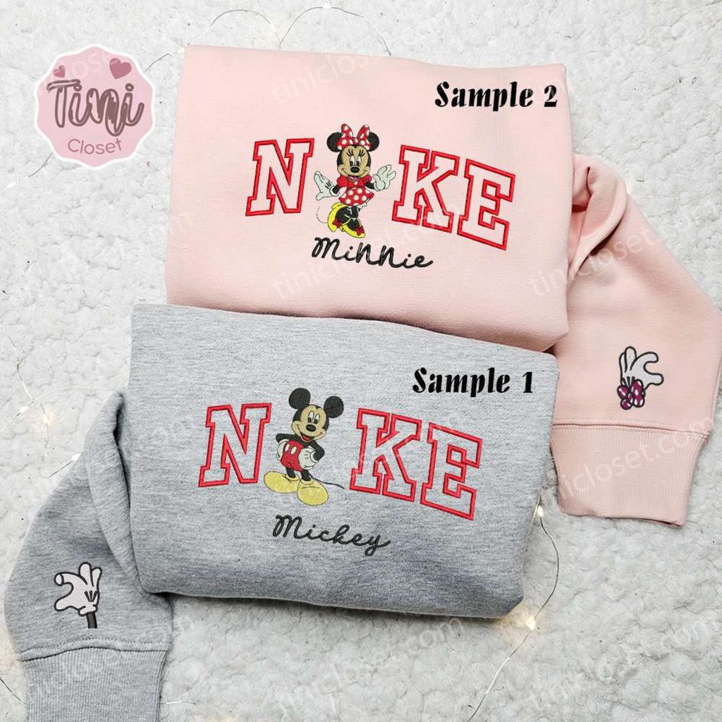 Disney Couple Embroidered Shirt Hoodie & Sweatshirt: Minnie and Mickey x Nike Valentine s Day Characters Disney Couple Embroidered Shirt Hoodie & Sweatshirt: Minnie and Mickey x Nike Valentine s Day Characters