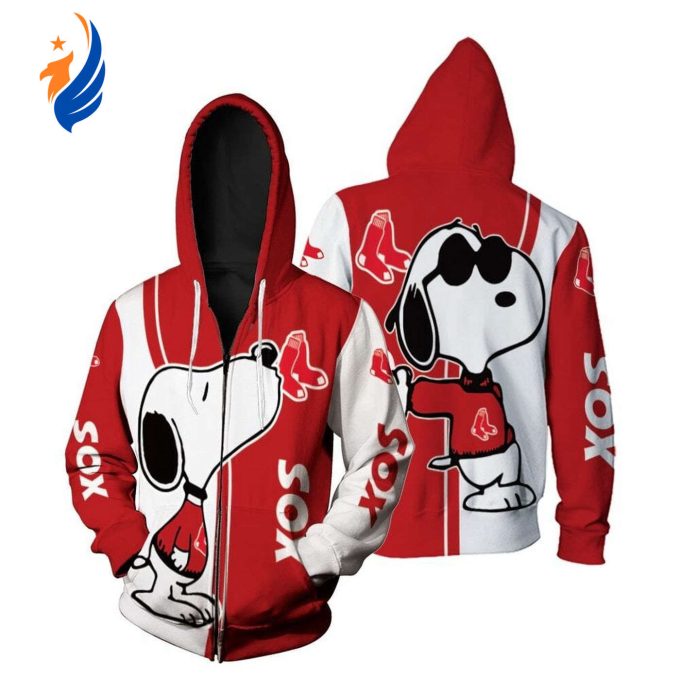 MLB Boston Red Sox Snoopy Pullover & Zip Up Hoodie AOP Shirt: Show Your Team Spirit in Style! MLB Boston Red Sox Snoopy Pullover & Zip Up Hoodie AOP Shirt: Show Your Team Spirit in Style!