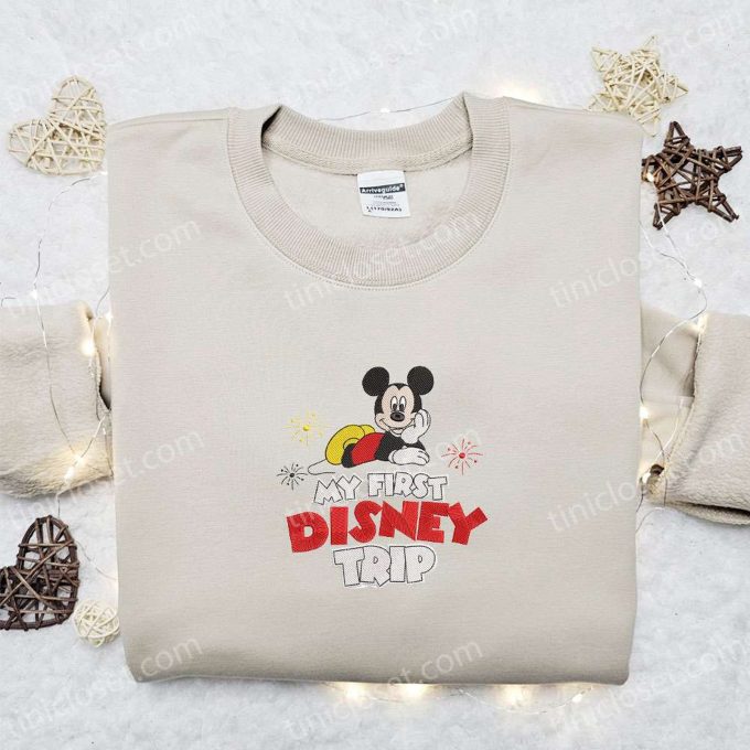 My First Disney Trip Mickey Embroidered Shirt & Characters Hoodie – Perfect Birthday Gift Idea!