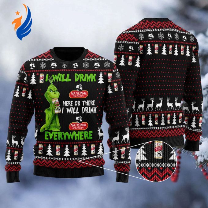 Get Festive with the National Bohemian Grinches Ugly Sweater – Perfect for Any Occasion!