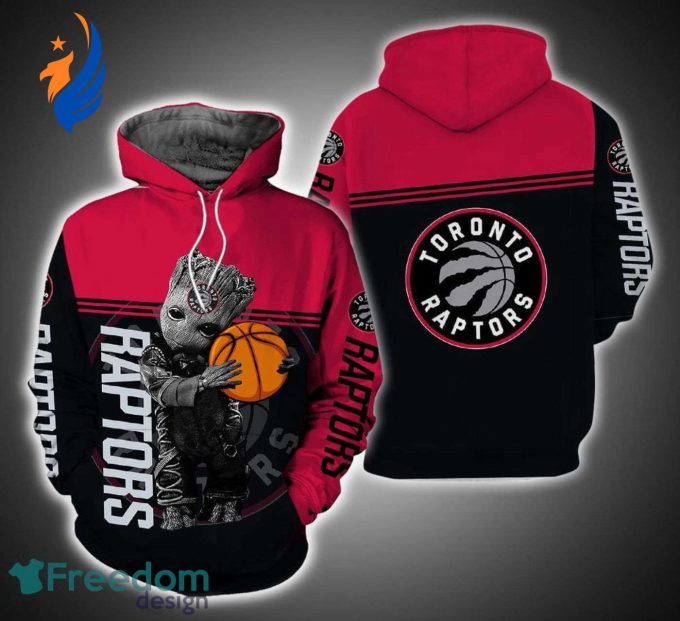 NBA Toronto Raptors Red Black Baby Groot Pullover Hoodie AOP Shirt NBA Toronto Raptors Red Black Baby Groot Pullover Hoodie AOP Shirt