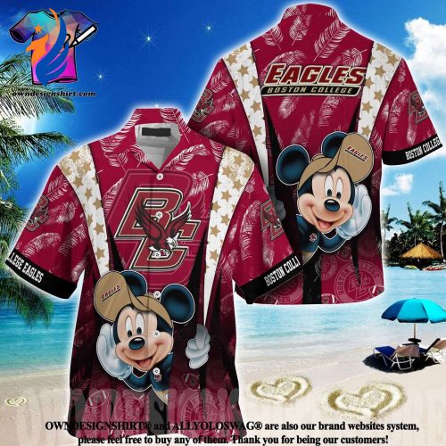 Shop NCAA Boston College Eagles Mickey Mouse Hawaiian Shirt V1 – Stylish Unisex Aloha Shirt for Men & Women