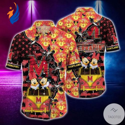 NCAA Maryland Terrapins Mickey Mouse Hawaiian Shirt – Unisex Aloha Shirt for Men & Women