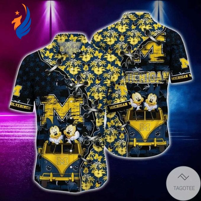 NCAA Michigan Wolverines Hawaiian Shirt: Mickey And Daisy Aloha Shirt for Men & Women