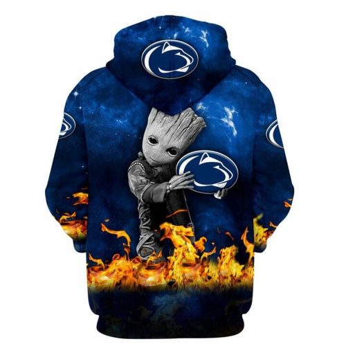 NCAA Penn State Nittany Lions Baby Groot Blue Zip Up Hoodie AOP Shirt