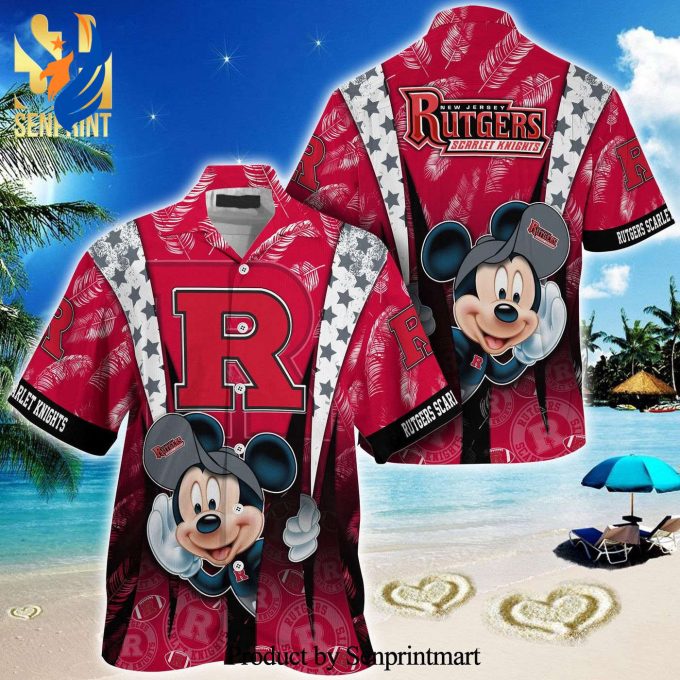 NCAA Rutgers Scarlet Knights Mickey Mouse Hawaiian Shirt V1 – Men & Women Aloha Shirt