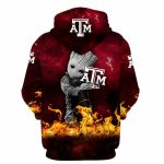 NCAA Texas A&M Aggies Baby Groot Zip Up Hoodie AOP Shirt NCAA Texas A&M Aggies Baby Groot Zip Up Hoodie AOP Shirt