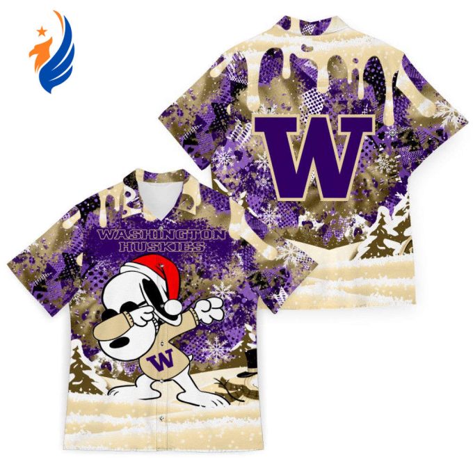 NCAA Washington Huskies Snoopy Christmas Hawaiian Shirt – Men & Women Aloha Style
