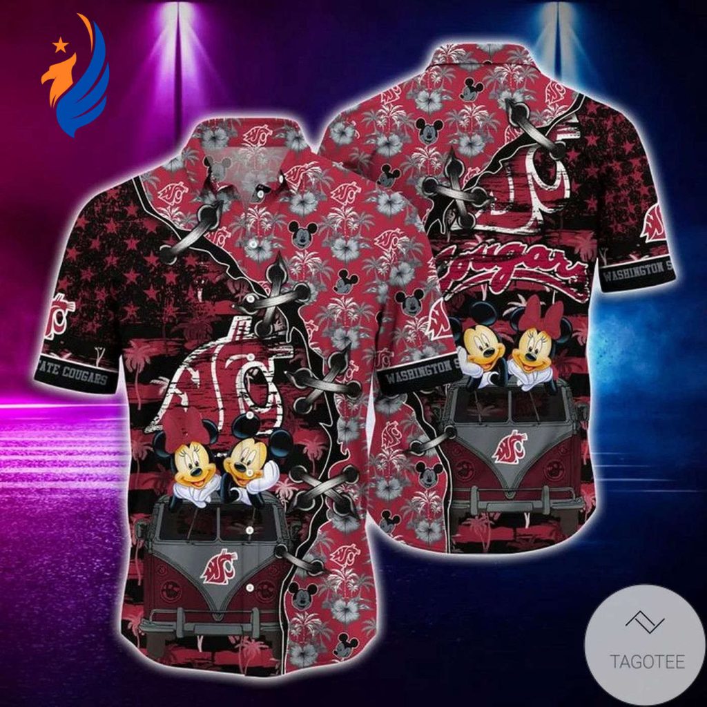 NCAA Washington State Cougars Mickey Mouse Hawaiian Shirt – Stylish Aloha Shirt for Men & Women NCAA Washington State Cougars Mickey Mouse Hawaiian Shirt – Stylish Aloha Shirt for Men & Women