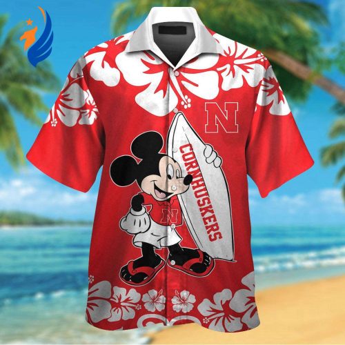 Nebraska Cornhuskers & Mickey Mouse Hawaiian Shirt #3 – Unique Fanwear for Huskers & Disney Enthusiasts