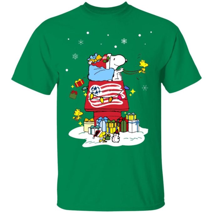 Get Festive with New England Revolution Santa Snoopy Christmas Shirt – Spread Holiday Cheer!
