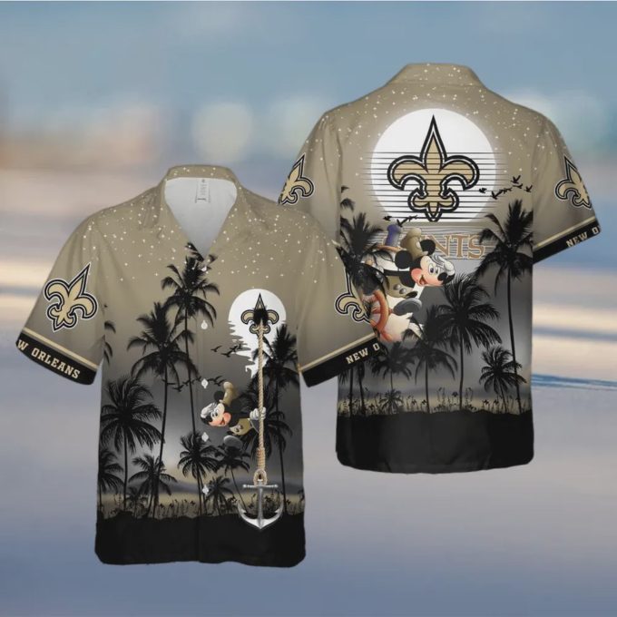Get the Ultimate New Orleans Saints Mickey and Beach Night Hawaiian Shirt – Perfect for Game Day or Vacation!