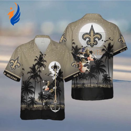 Get the Ultimate New Orleans Saints Mickey and Beach Night Hawaiian Shirt – Perfect for Game Day or Vacation!