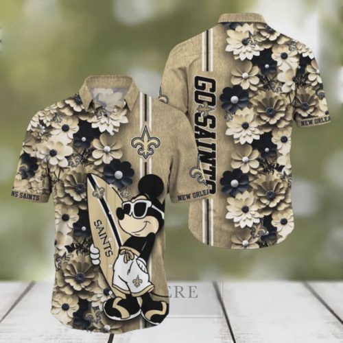 Shop the New Orleans Saints NFL Aloha Mickey Hawaiian Shirt – Perfect for Fans!