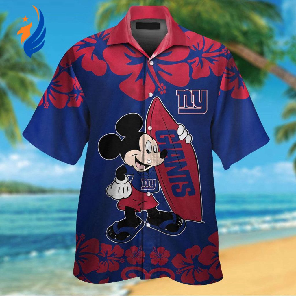 New York Giants and Mickey Mouse Hawaiian Shirt: A Fun Collaboration for Football and Disney Fans New York Giants and Mickey Mouse Hawaiian Shirt: A Fun Collaboration for Football and Disney Fans