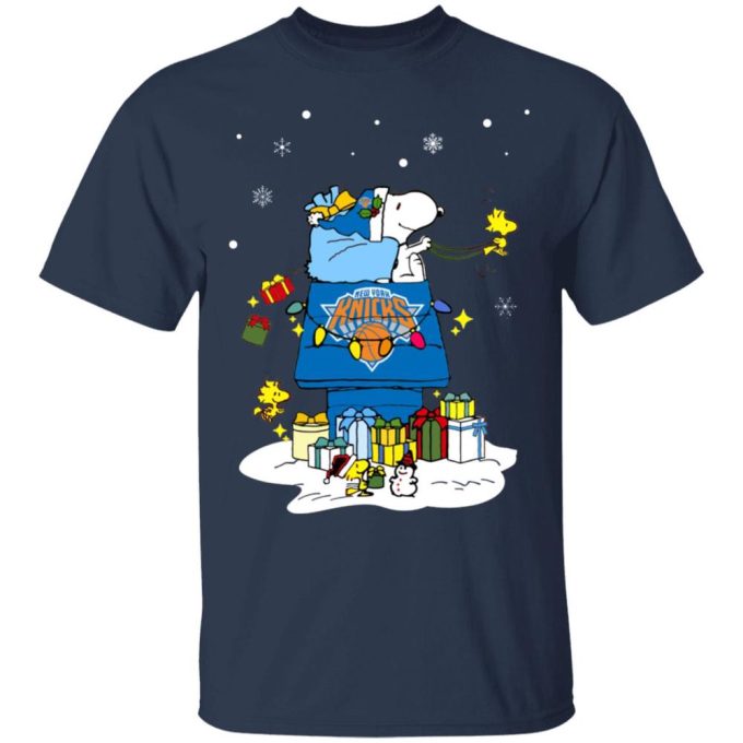 Get Festive with New York Knicks Santa Snoopy Merry Christmas Shirt – Perfect for NBA Fans!