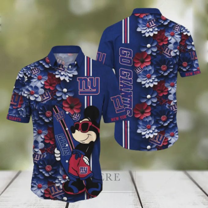Stylish and Fun New York Giants Aloha Mickey Hawaiian Shirt – Perfect for Football Fans!
