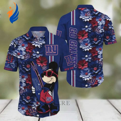 Stylish and Fun New York Giants Aloha Mickey Hawaiian Shirt – Perfect for Football Fans!