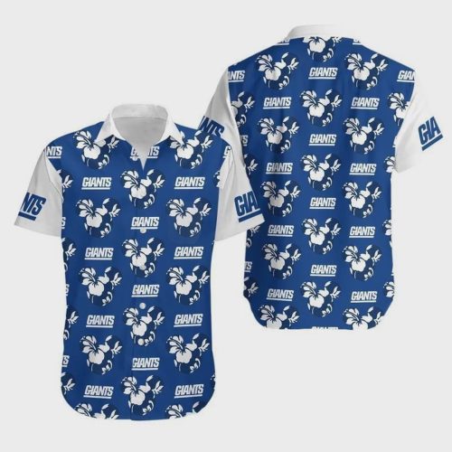 New York Giants Mickey Hawaiian Shirt: Vibrant Flowers Design for NFL Fans