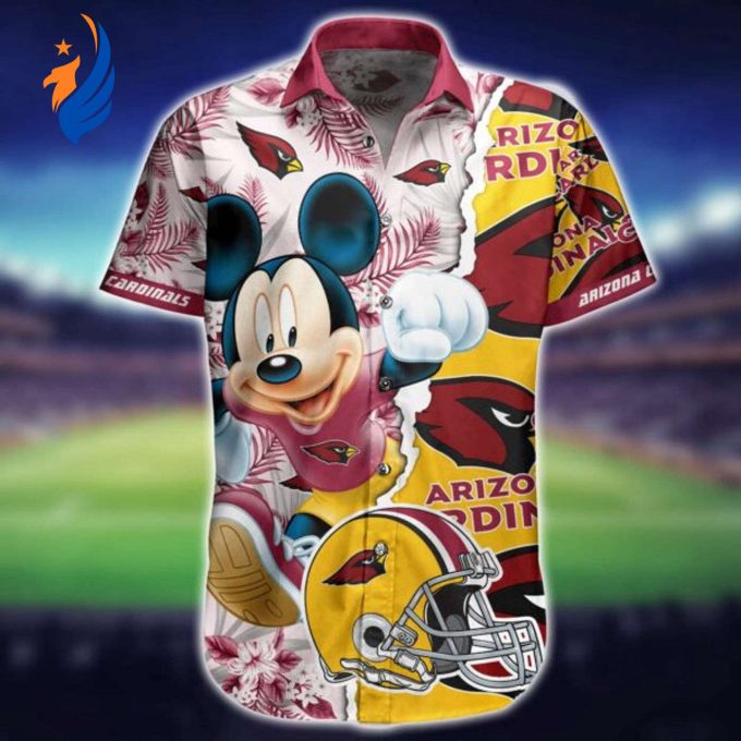 NFL Arizona Cardinals Hawaiian Shirt with Mickey Mouse All-Over Print: Show Your Team Spirit in Style! NFL Arizona Cardinals Hawaiian Shirt with Mickey Mouse All-Over Print: Show Your Team Spirit in Style!
